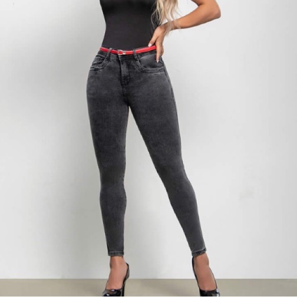 Like New AUTH Gray Black Colombian Butt Lifting Levanta Cola Jeans COL 8 / US 3 - Picture 2 of 5